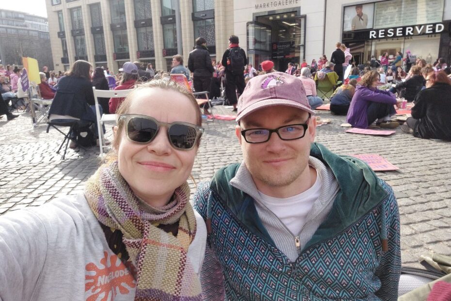 Lars Kulesch beim Frauenstreik in Leipzig am 09.03.2026